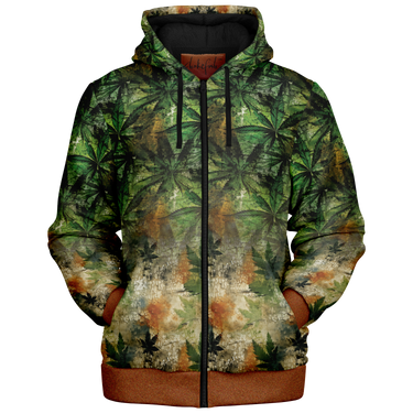 Chokefish™ Microfleece Zip-Up Hoodie Cannabis-001B
